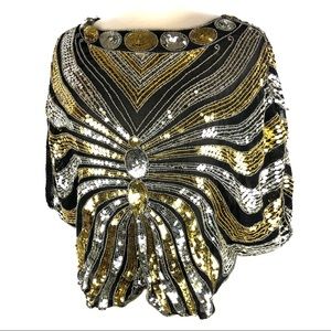 Beautiful vintage sequins butterfly blouse top